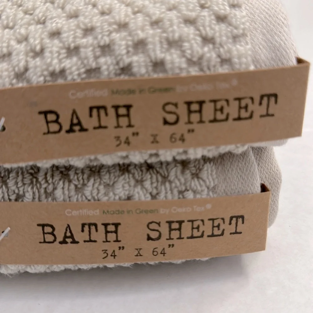 2pc ECOEXISTENCE Bamboo Zero Twist Loops Bath Sheet Towel - FGChiffon